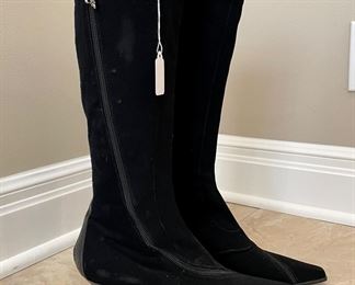 $40. Women’s Black Boots. Made in Spain, Buttery soft suede, narrow calf. Size 7M.