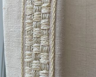SOLD: Detail shot of Custom Linen Blend Curtain Panels by T. Rohan. 100L x 74W.