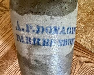 19th Century Donaghho Cobalt Stenciled Stoneware Crock