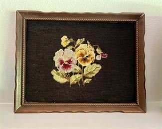 Framed Floral Themed Embroidery 