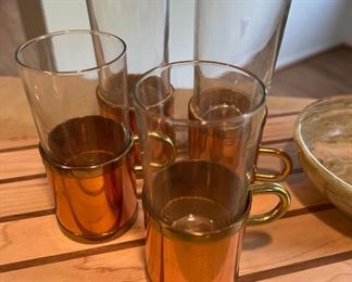 Set of 4 - 1970's Solid Copper & Brass Hot Beverage Mugs