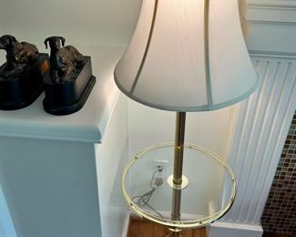 Brass Floor Lamp with Table