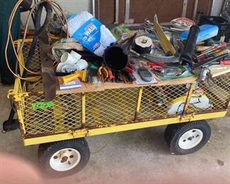 Metal Wagon With Assorted Tools