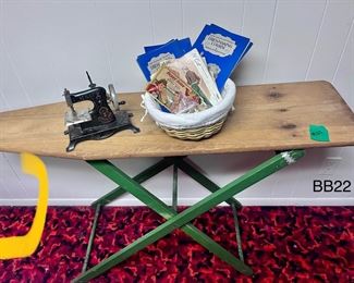 Vintage Wooden Ironing Board Mini Sewing Figurine, Dressmaking Books Lot