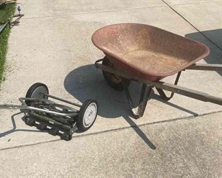 Wheelbarrow And Reel Push Lawnmower