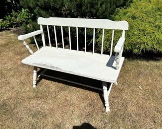 White Outdoor Wooden Bench