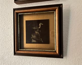 Enameled Brass Plate - Seagull on Dock - Larry Beck