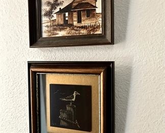 Enameled Brass Plate - Seagull on Dock - Larry Beck