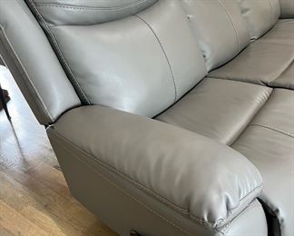 Reclining Gray Leather Couch