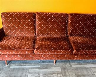 1960's Style Velvet Couch with Floral Design