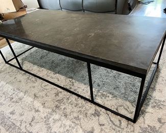 Black Metal and Stone Top Coffee Table
