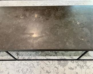 Black Metal and Stone Top Coffee Table