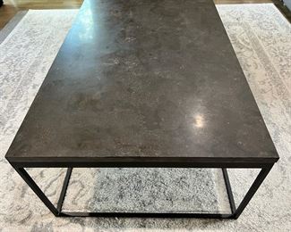 Black Metal and Stone Top Coffee Table