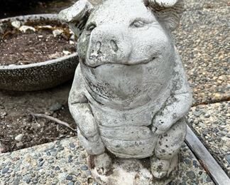 Outdoor Cement Pig Statue