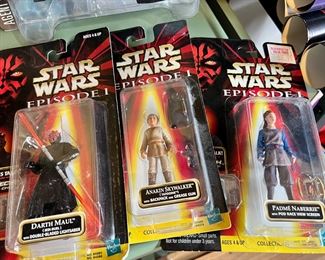 Star Wars Action Figures - Darth Maul, Anakin Skywalker, Padme Naberrie