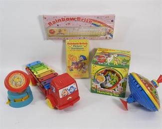 44: 6 Vintage Rainbow Brite Piano Xylophone Toy Group