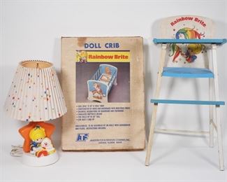 58: 3PC Vintage Rainbow Brite High Chair Lamp Crib