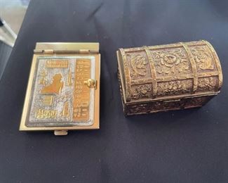 Art Deco Brass Address Book, French Medieval Style Trinket Box