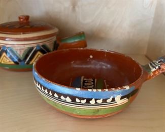 2 Mexican Pottery Bowls with Handle