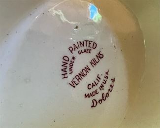 Hand Painted Dolores Vernon Kilns Charger and Gravy Boat