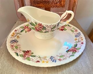 Hand Painted Dolores Vernon Kilns Charger and Gravy Boat