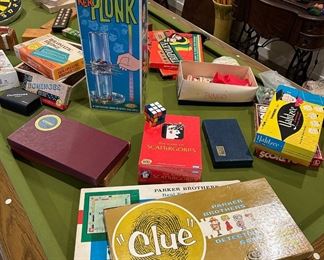 Assortment of Board Games - Clue, Yahtzee, Scattegories, Scrabble, KerPlunk