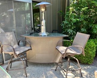 Outdoor Patio Bar with Two Chairs