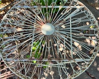 White Painted Iron Patio Table and 2 Chairs
