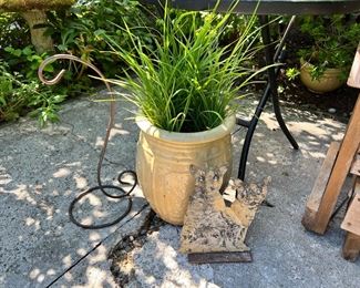 Ceramic Large Planter with Ornamental Grass