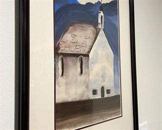 Framed and Matted Church Painting