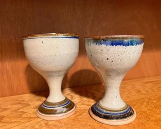 Two Glazed Pottery Goblets