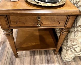 Oak Side Table with Pull Drawer