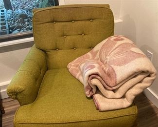 Pair of Green Upholstered Woodmark Originals Arm Chairs