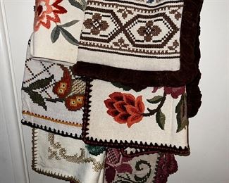We have a fabulous selection of handcrafted & hand embroidered/ crewel linens. 
