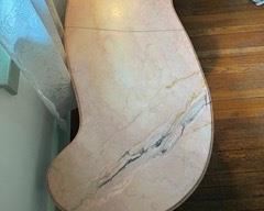 Mid Century Pink Marble Coffee Table, 55"x26"
