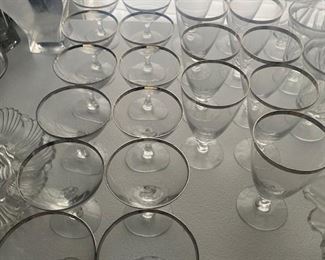 Vintage West Germany 1940s Platinum Rim Champagne Glasses