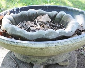 13 - Plastic and Concrete Bird Baths 22" round & 31" round
