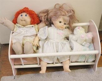 67 - Doll Crib with Dolls 21" x 12" x 10.5"
