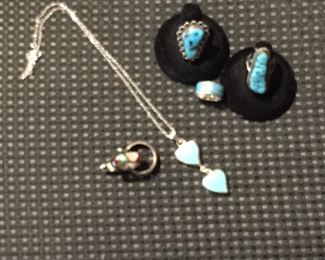 Turquoise and silver jewelry.