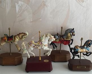 Musical carousel horses.