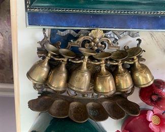 brass cups and holder