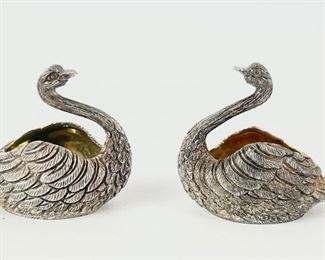 146 Grams Fine Sterling Silver Tane Mexico Figural Swan Salts

