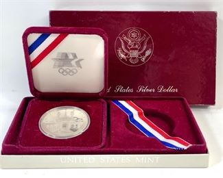 US 1984 Los Angeles Olympics Colesium Commemorative Silver Dollar Proof
