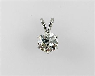 Fine 14K White Gold Over One Carat Diamond Pendant
