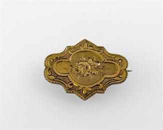 Fine 9K Yellow Gold Antique Victorian Brooch Pendant
