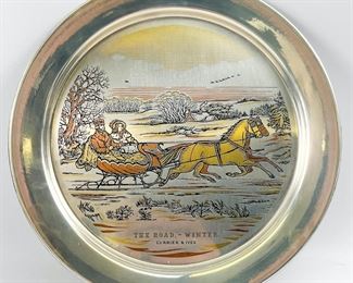 Danbury 24K Gold & Copper On Sterling Silver 1972 Collectors Christmas Plate 420/7500
