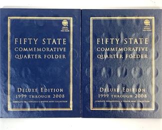 Two Complete Philadelphia & Denver Mint 50 State & 6 DC & US Territories Quarter Collection Books
