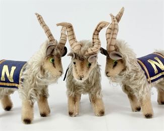 3 Vintage NAVY Military Steiff Mohair Rocky Mountain Goats
