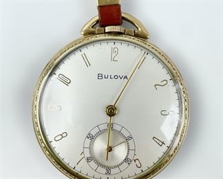 Bulova 10K Gold Plated 17 Jewel Mechanical Pocket Watch
