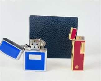 Vintage Zippo & Colibri Lighters & Cigarette Case Holder
